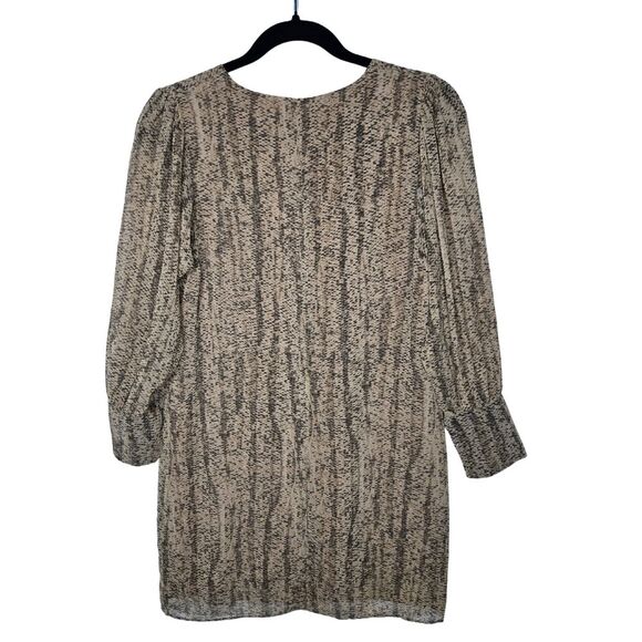 Rory Becca 100% Silk Snakeskin Shift Mini Dress Sheer Longsleeve Lined Size S - Picture 2 of 10